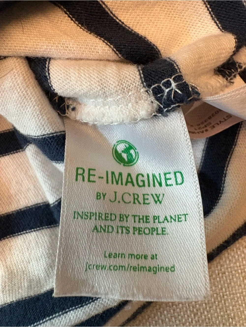 J. Crew White and Navy Striped Tee